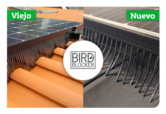 BirdBlocker: Tramo de 0,5 m + 4 bridas ; H:200 mm (hasta fin de stock caja 60 unidades)