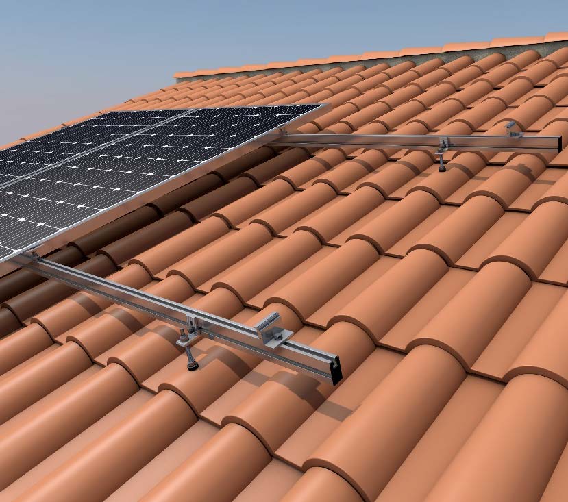 01V1-250-C. Suporte coplanar para 1 painel vertical aparafusado, cobertura de azulejo. Crudo