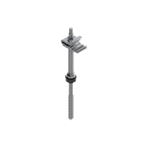 S01-250-C-20-A. Fixação por clipes aparafusados a betão/madeira para telhados de telha. Anodizado